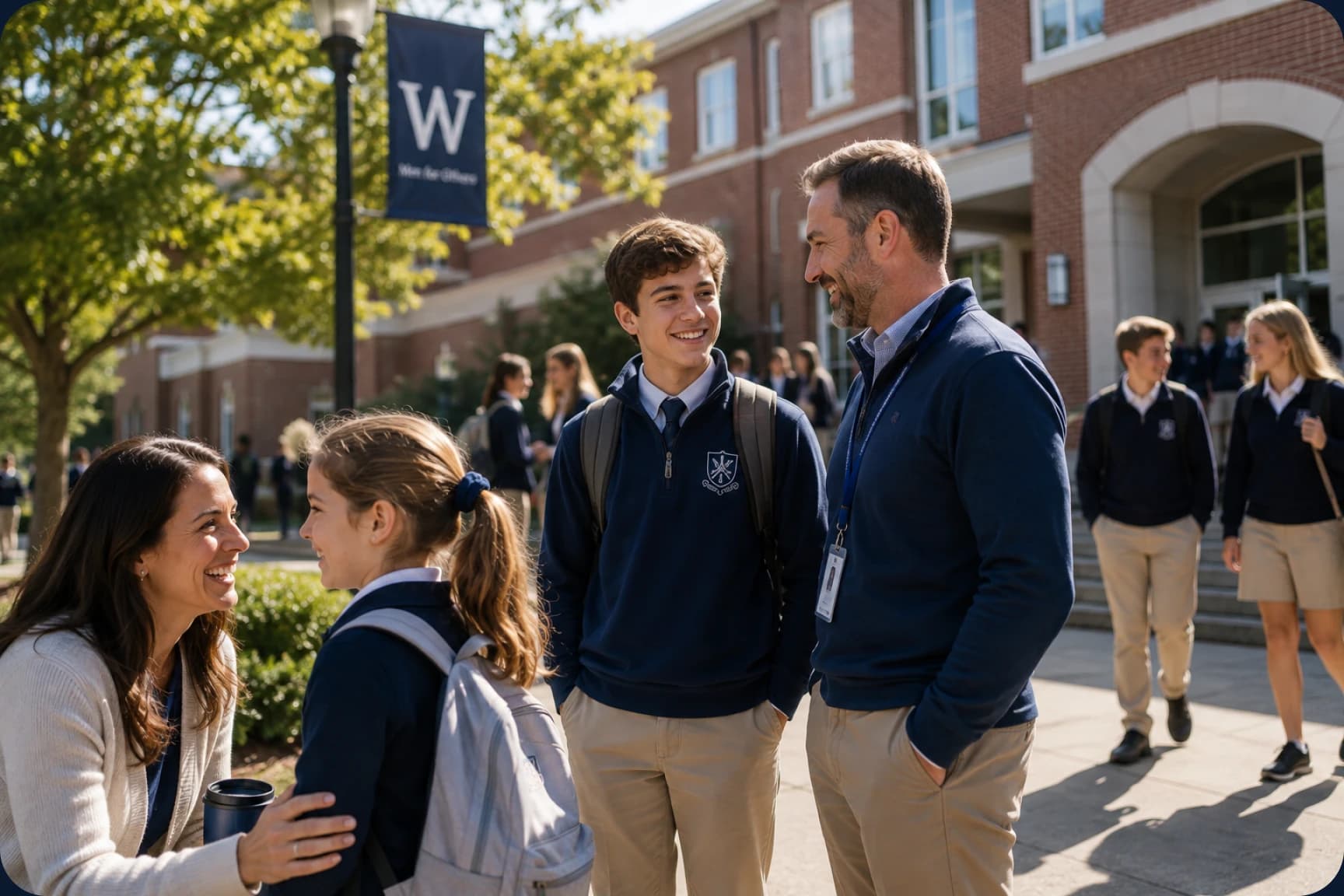Students and families at a school event